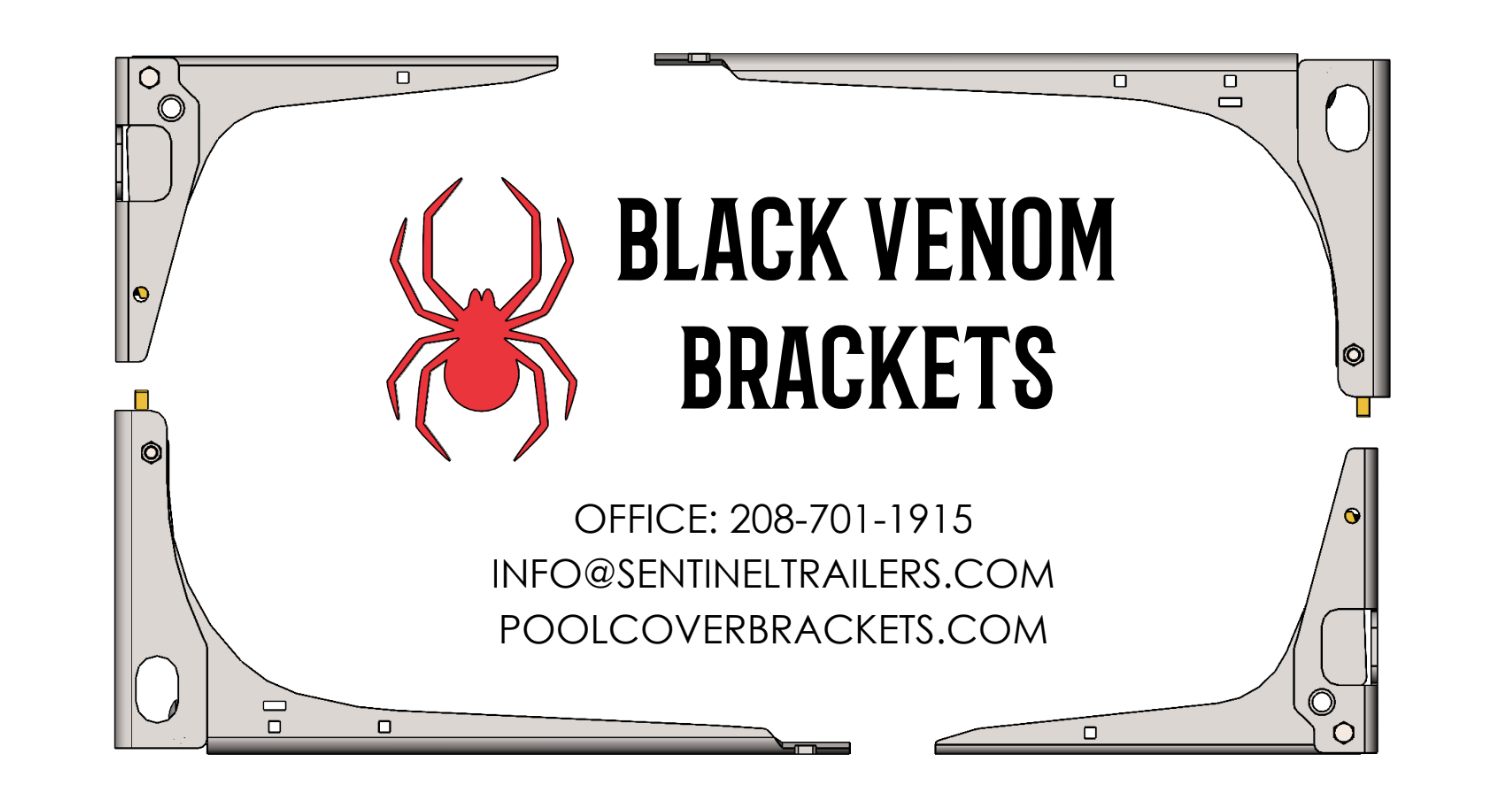 Black Venom Brackets logo featuring a red spider, surrounded by bracket diagrams and contact information.