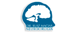 A blue and white logo for dr. ruiz macias neurocirugía