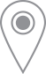 una puntina della mappa con un cerchio al centro su uno sfondo bianco.
