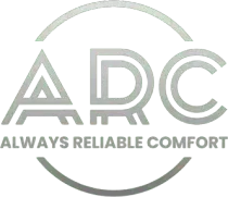 Hexagon logo with mountains, trees, and campfire in orange and blue. Company name is white.