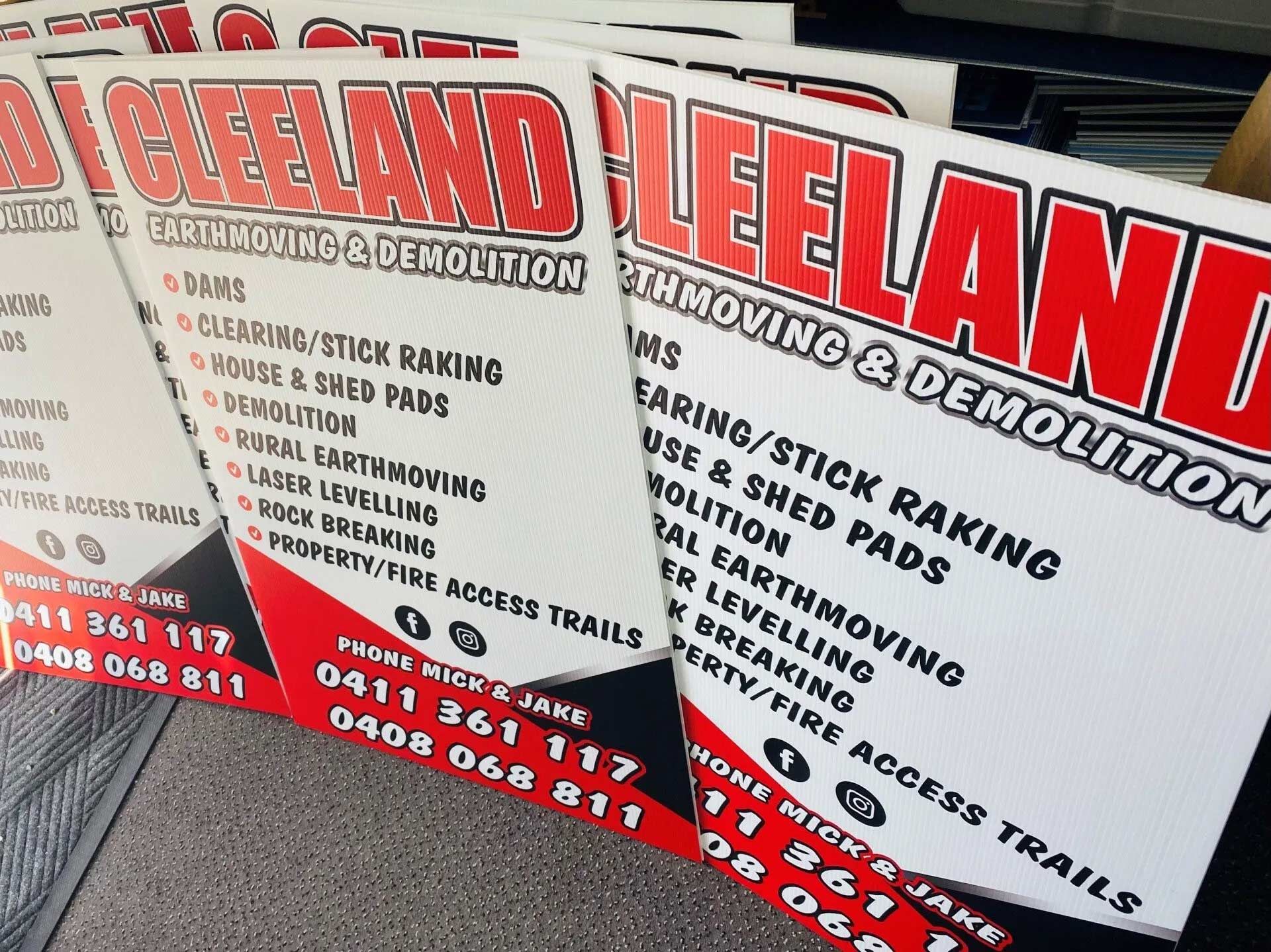A stack of flyers for a company called leeland