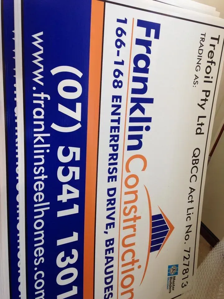 A franklin construction sign with a phone number