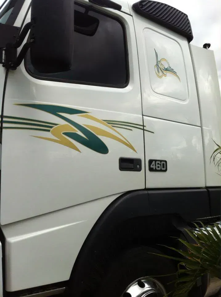 A white truck with the number 460 on the side