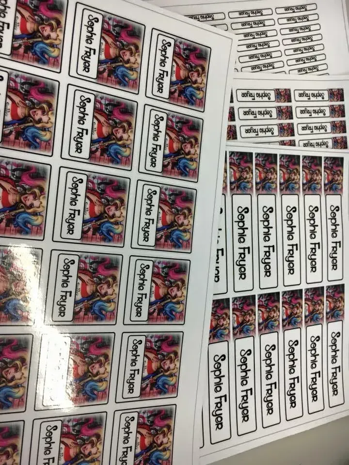 A bunch of stickers with the name sophie on them