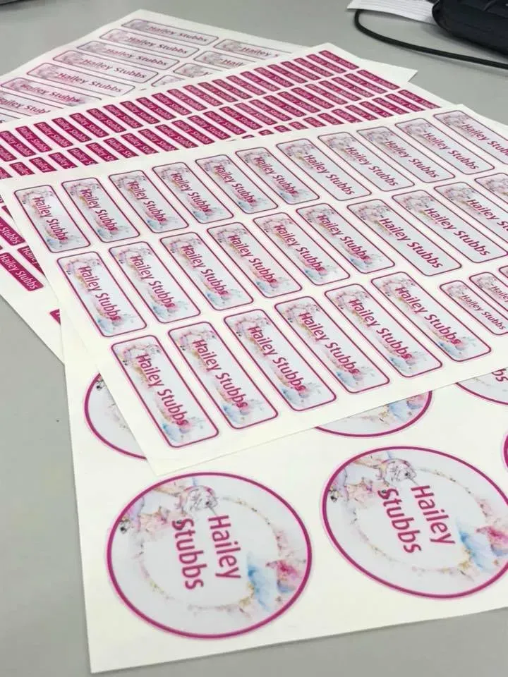 A bunch of stickers with the name hailey on them