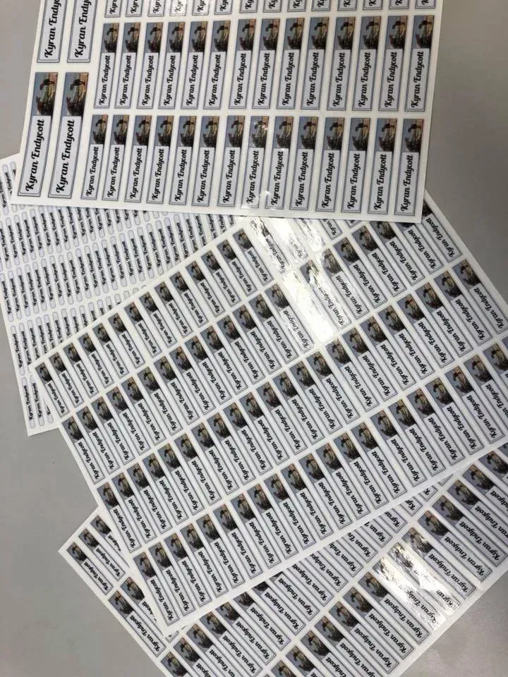 A bunch of stickers with the word year on them