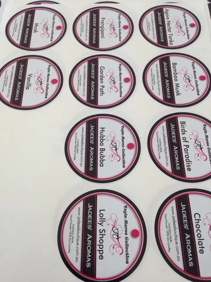 A bunch of labels with one that says bird of paradise