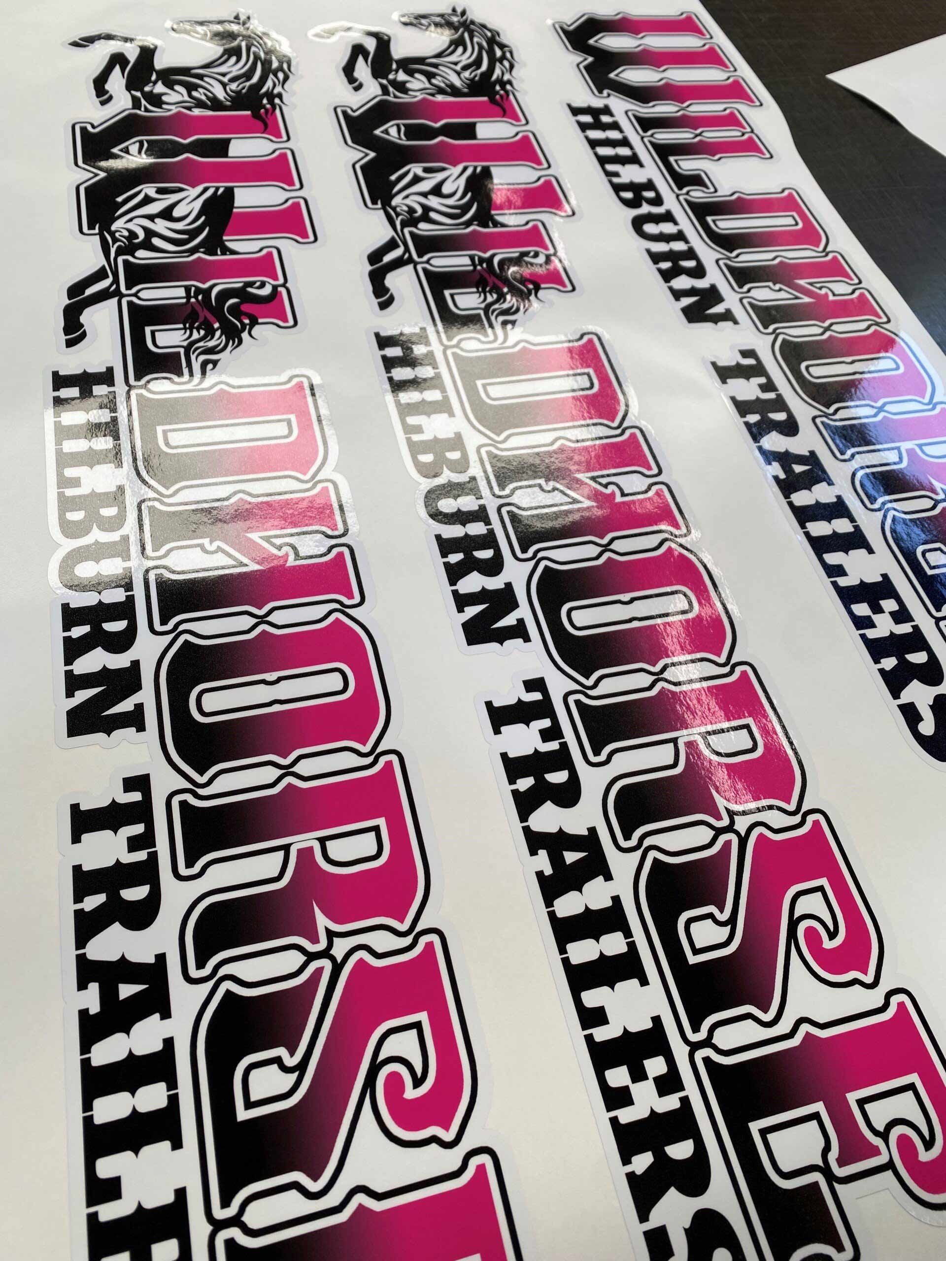 A close up of a sign that says hillburn trailers