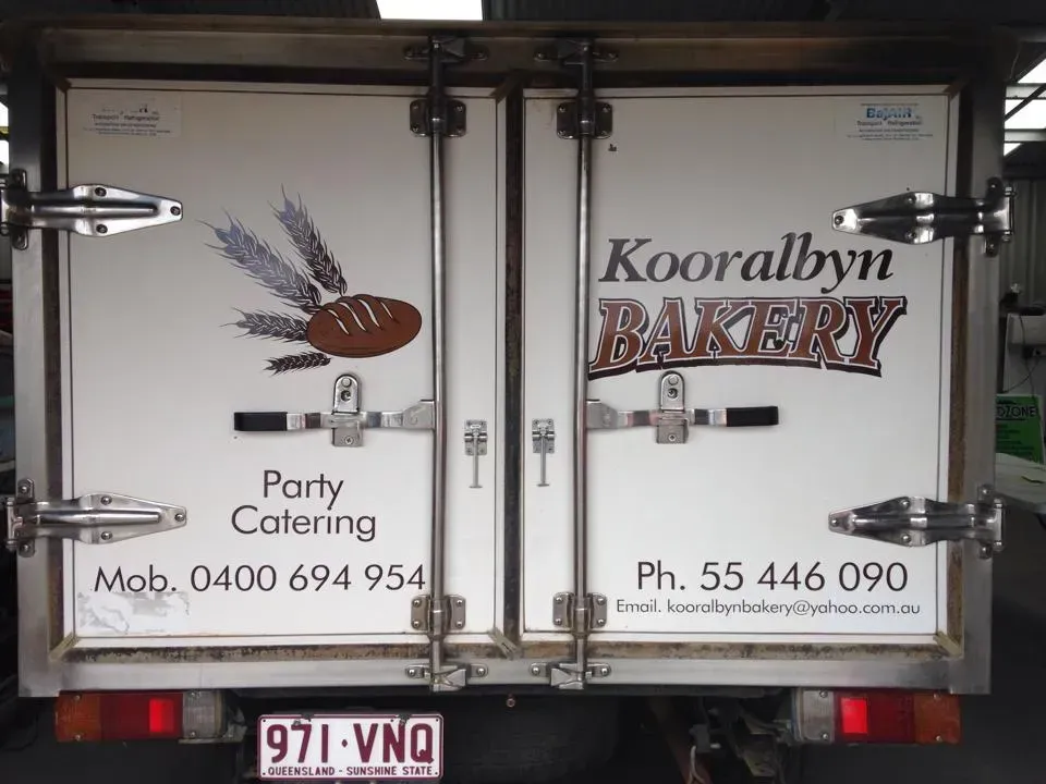 The back of a kooralbyn bakery truck
