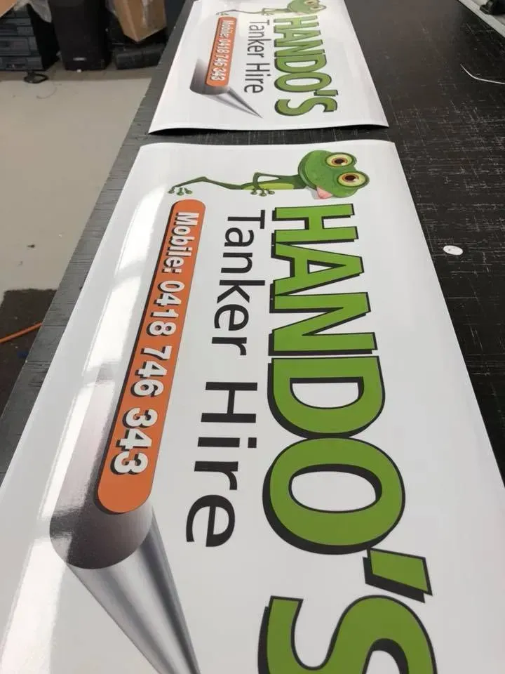 A sign that says hands tanker hire on it