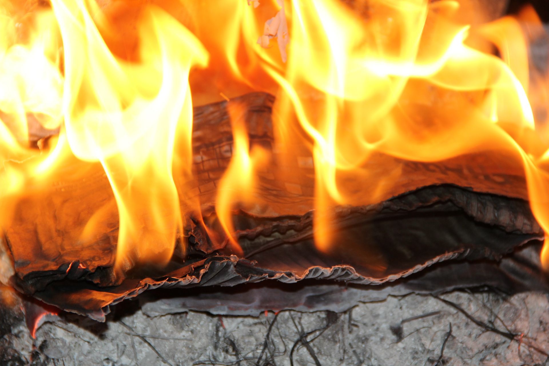 school books on fire