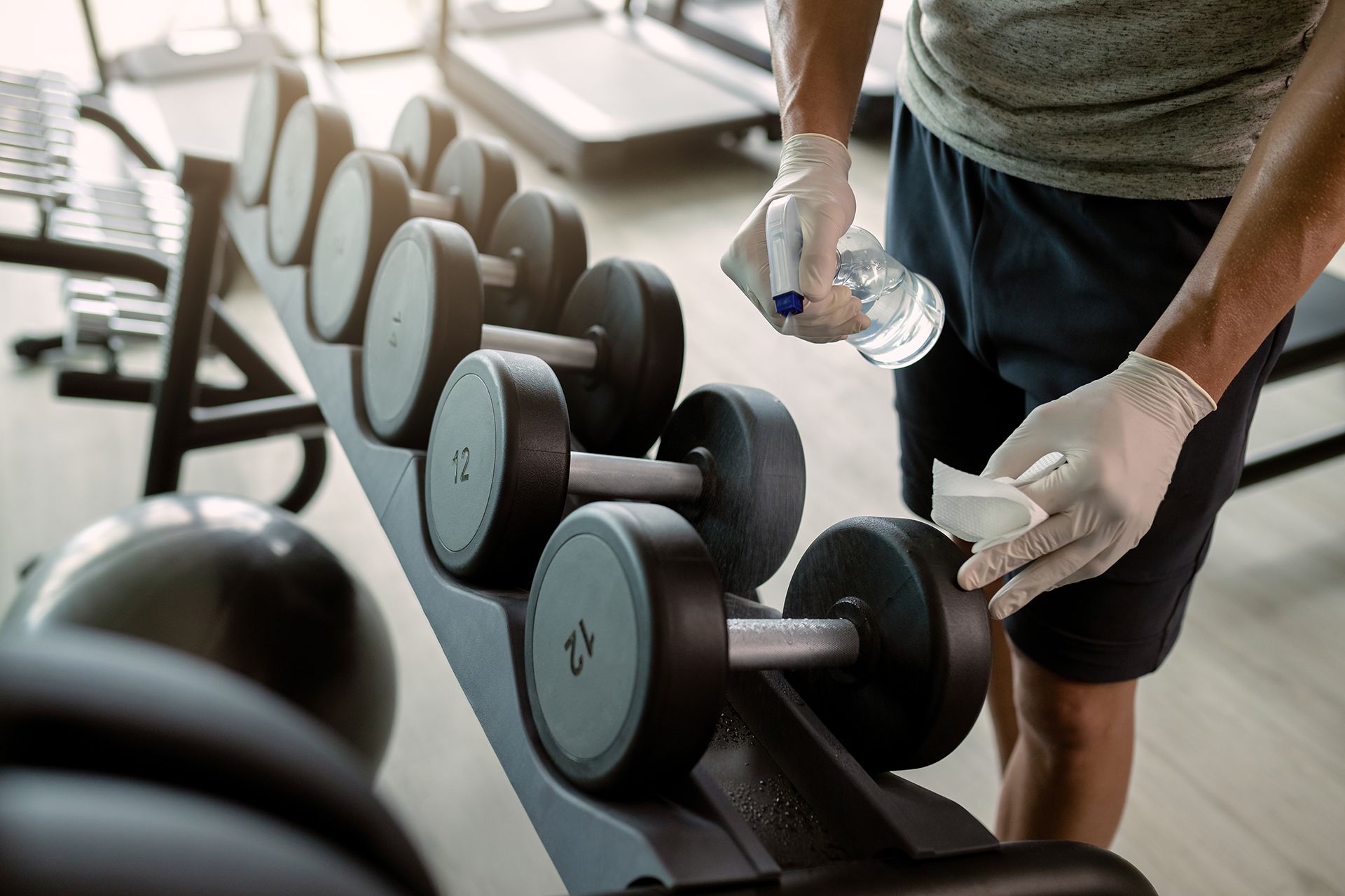 Cleaning Gym Dumbbells