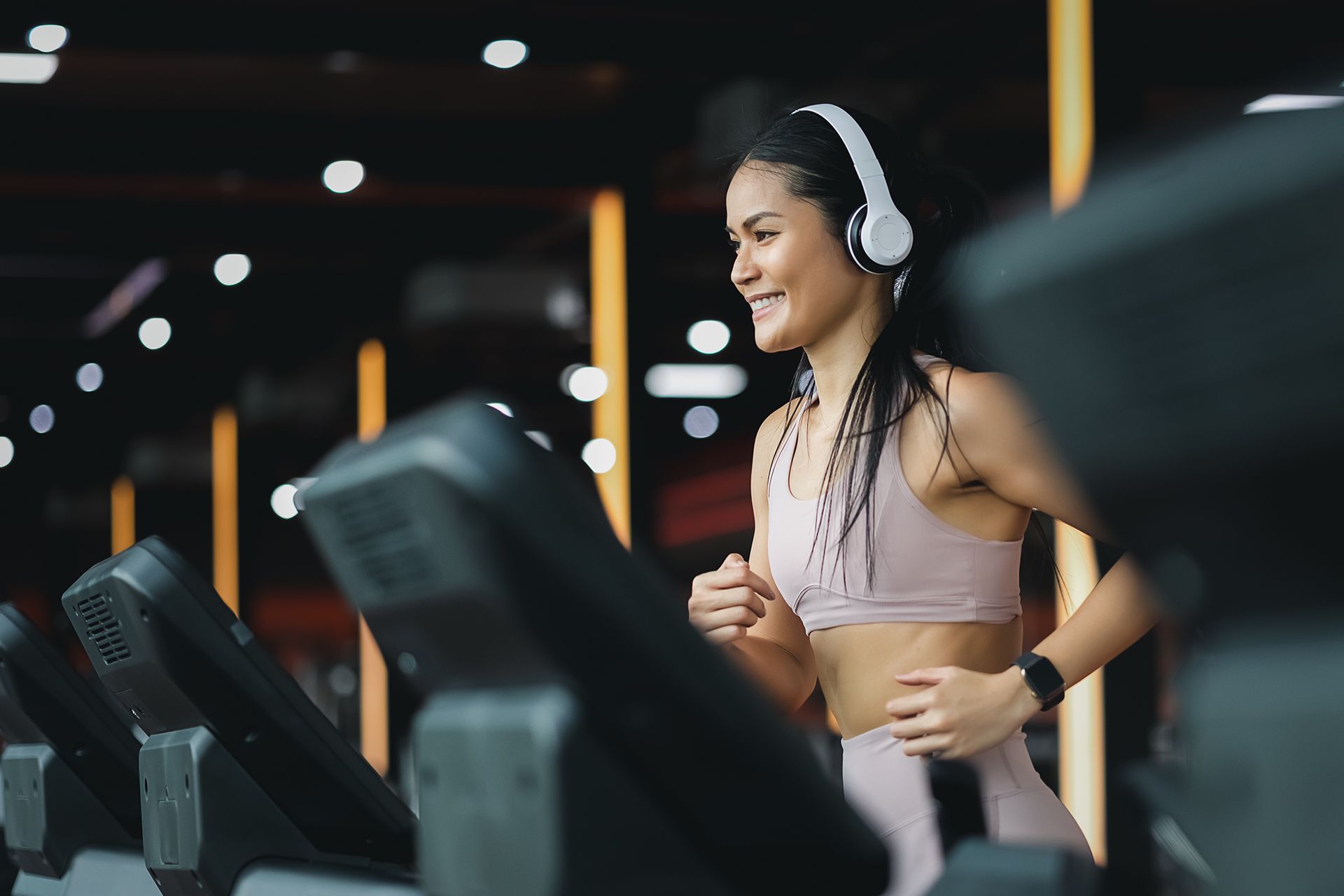Woman Running with Headset
