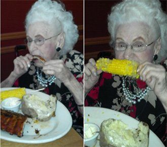 old lady eating