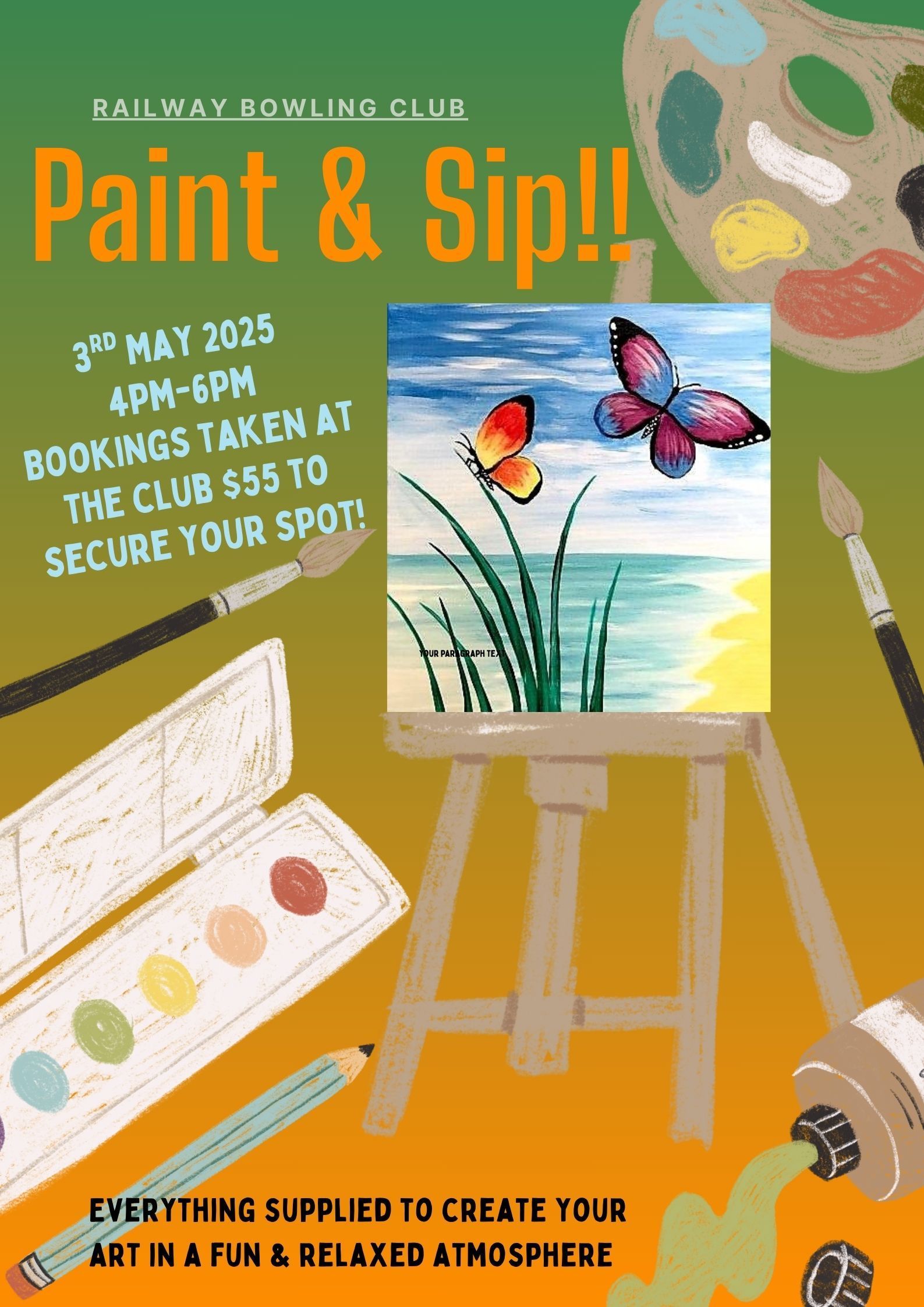 Paint And Sip Banner Event — Taree Railway Bowling Club Ltd In Taree, NSW