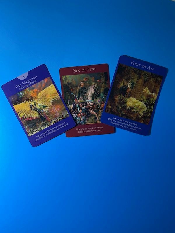 Tarot cards with gemstones