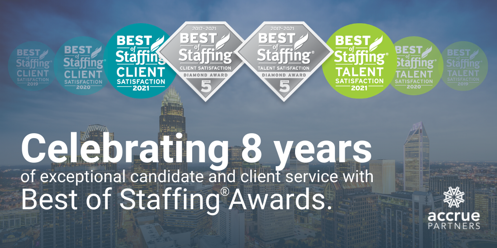 AccruePartners Earns ClearlyRated’s Best of Staffing Diamond Awards!