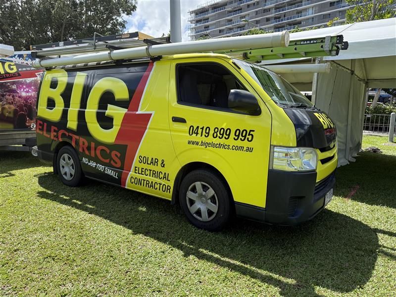 Yellow and black van with