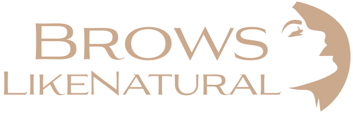 A logo for brows like natural with a silhouette of a woman 's face.