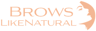 A logo for brows like natural with a silhouette of a woman 's face.