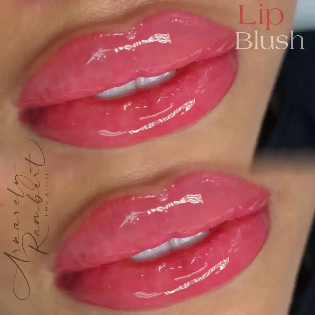 A close up of a woman 's lips with the caption lip blush
