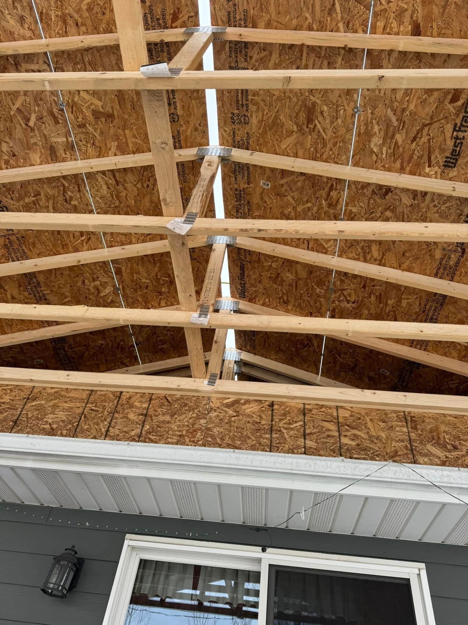 newly constructed rafter beams