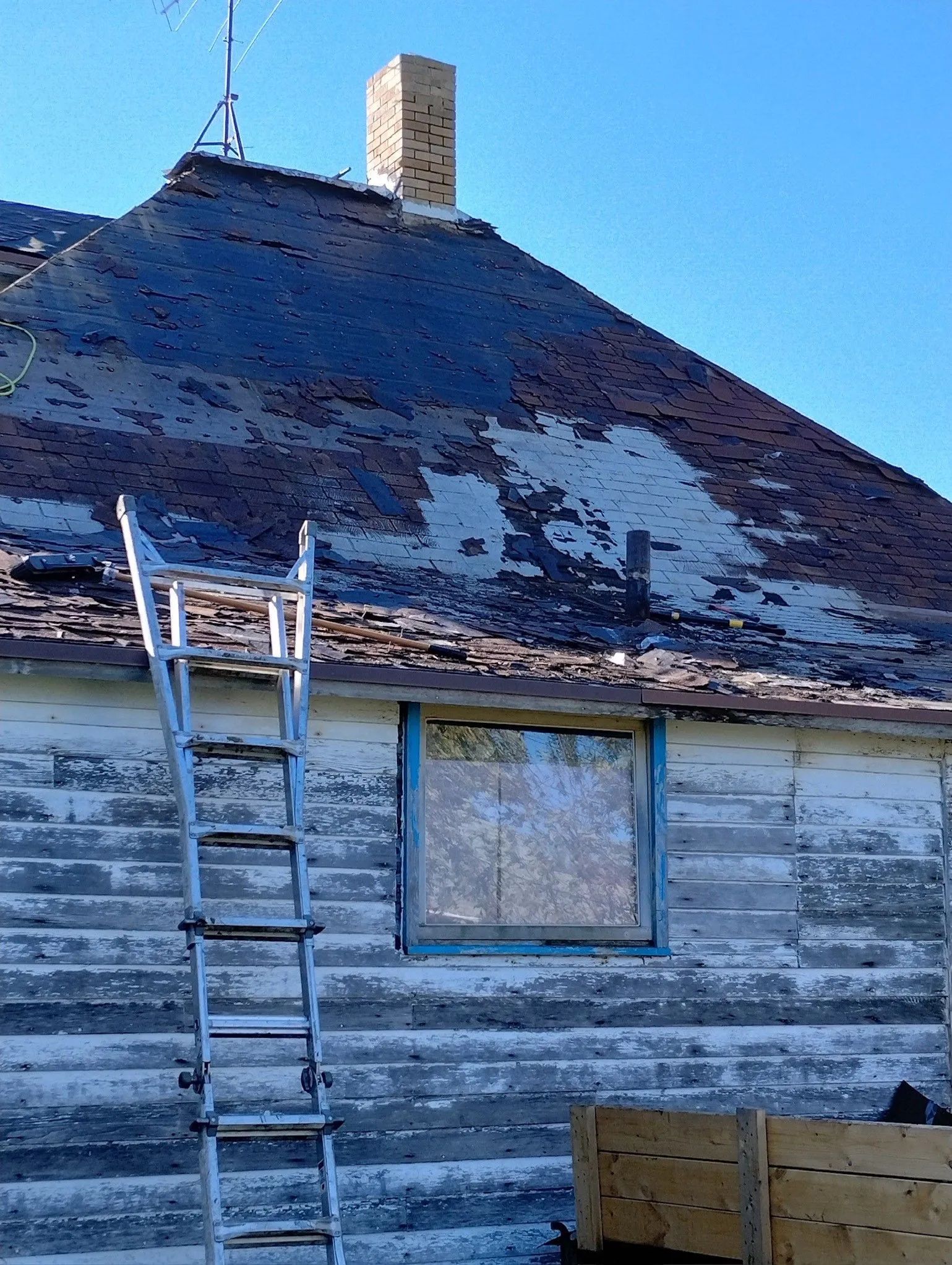 a roof that is falling apart
