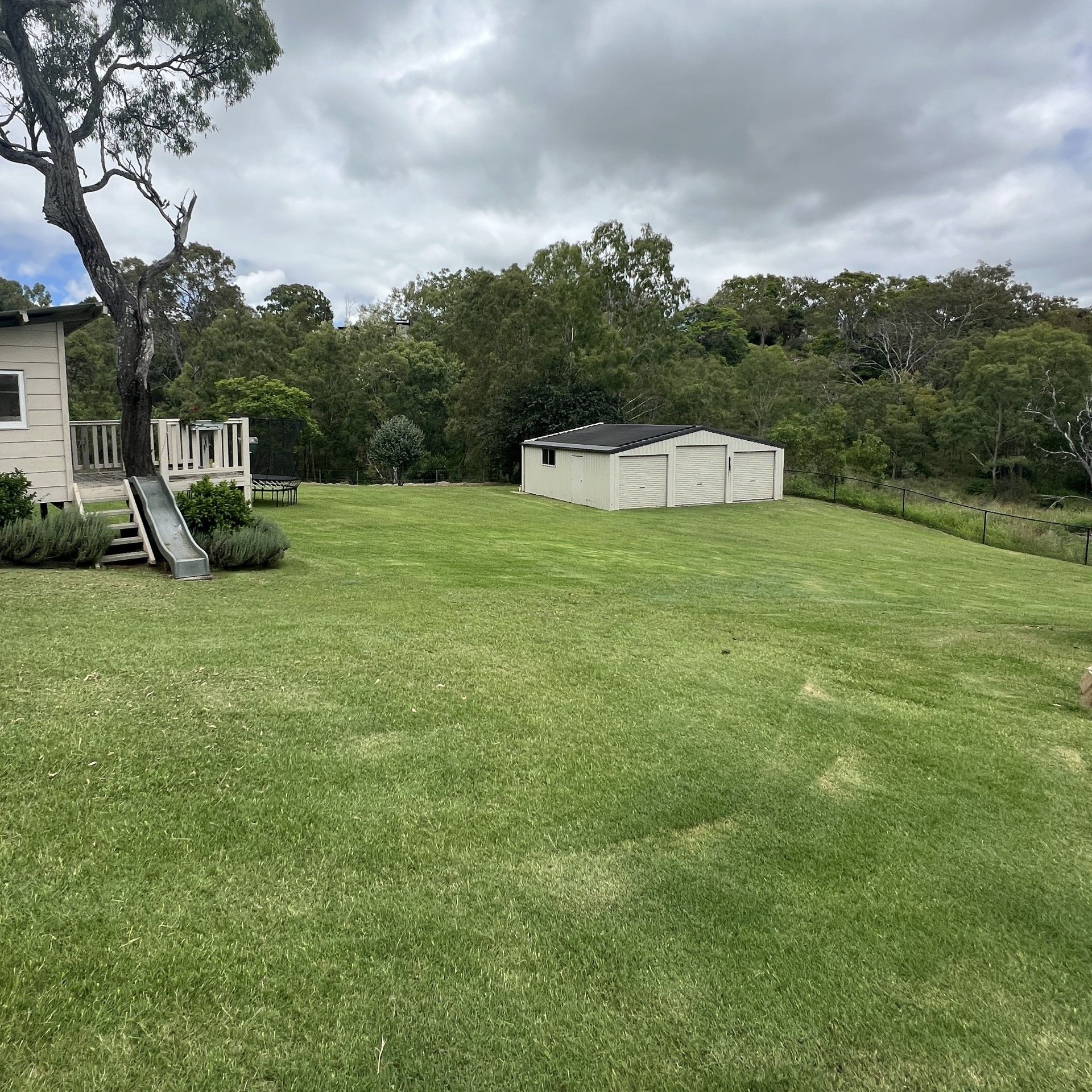 Acreage grassed property just mown
