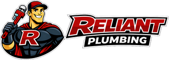 Logo with a superhero plumber holding a wrench,