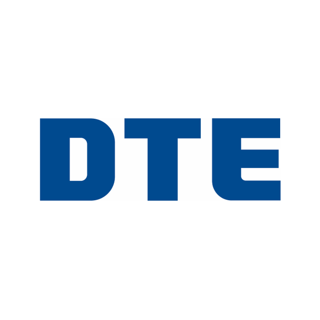 The word dte is written in blue letters on a white background.