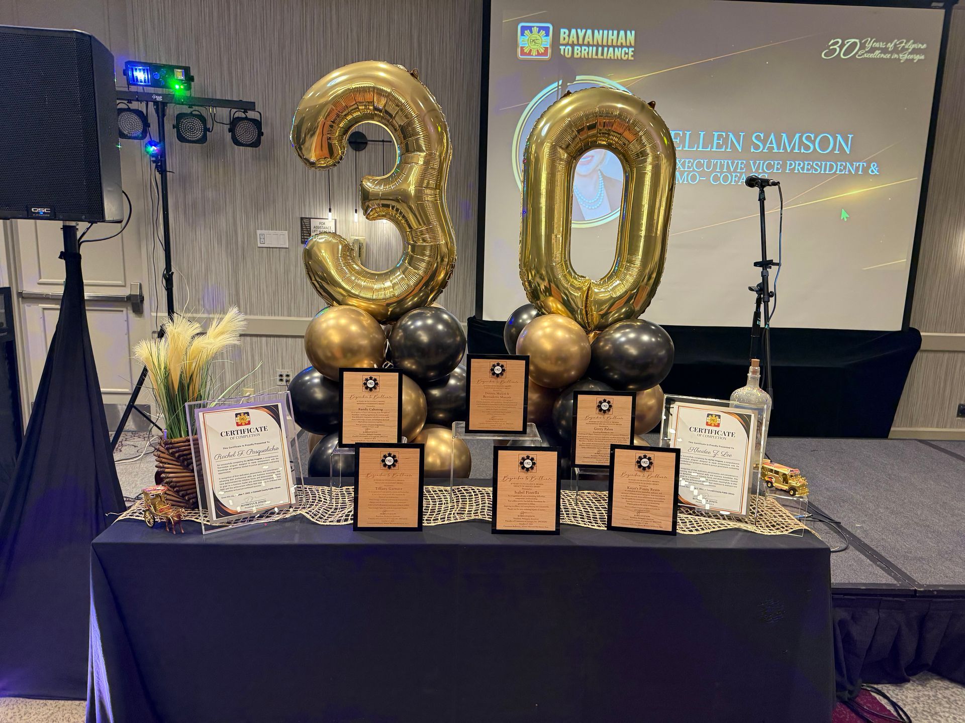 Decorated table with gold 