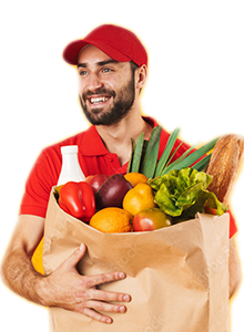 a delivery guy delivering fresh produce