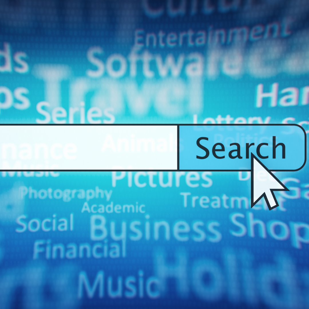 A search bar with a mouse arrow pointing to the search button