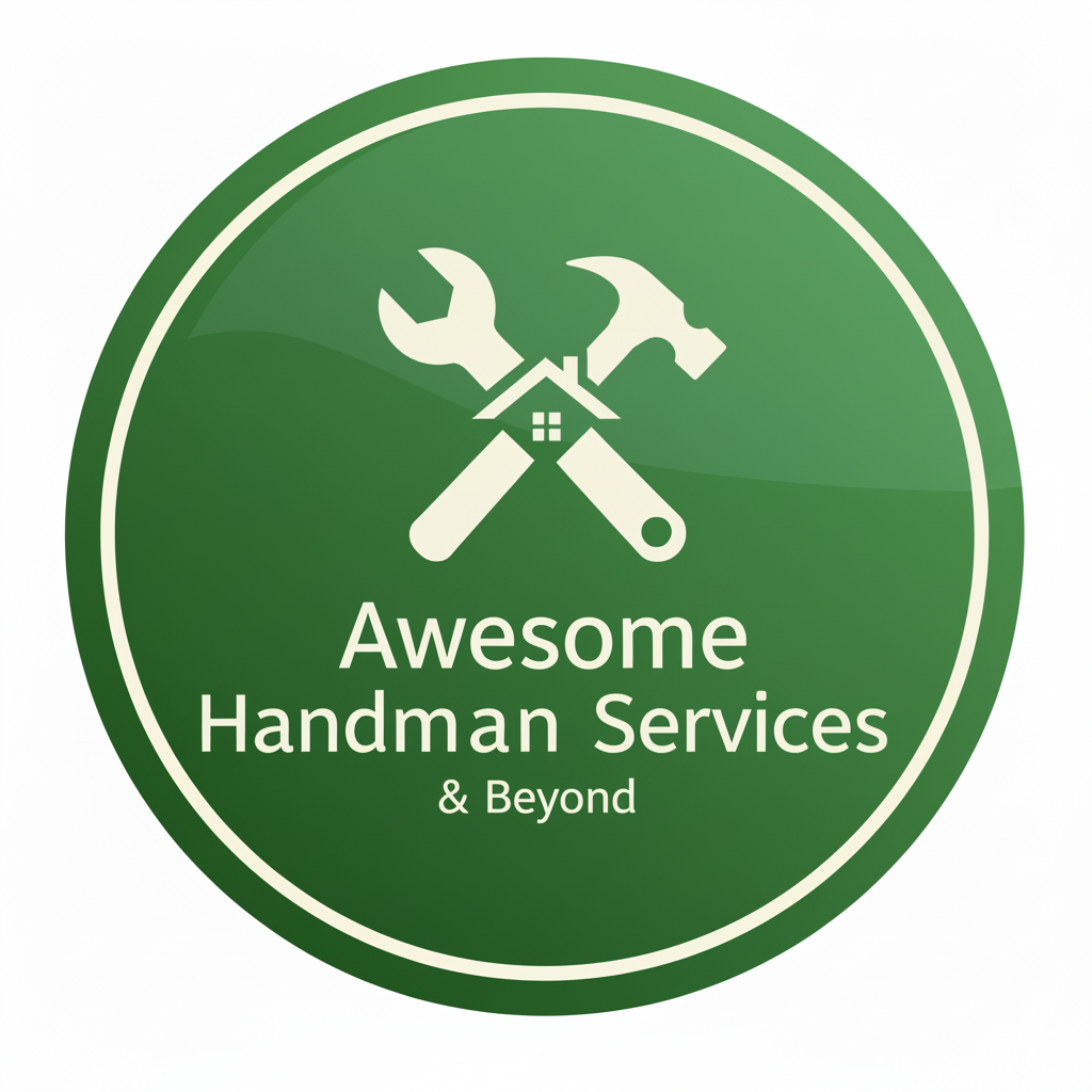 Green circle logo: white wrench, hammer, house icon; "Awesome Handyman Services & Beyond".