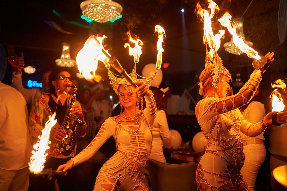 fire dancers