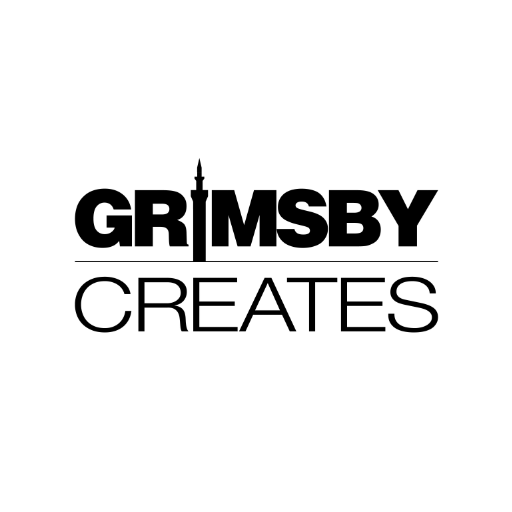 A black and white logo for grimsby creates.