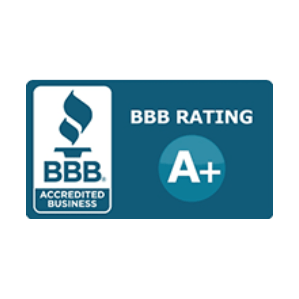 A blue bbb rating a+ accredited business logo
