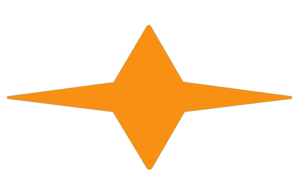 A silhouette of an orange star on a white background.