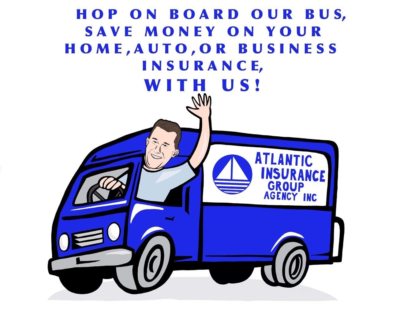 cartoon man man waving from drivers window