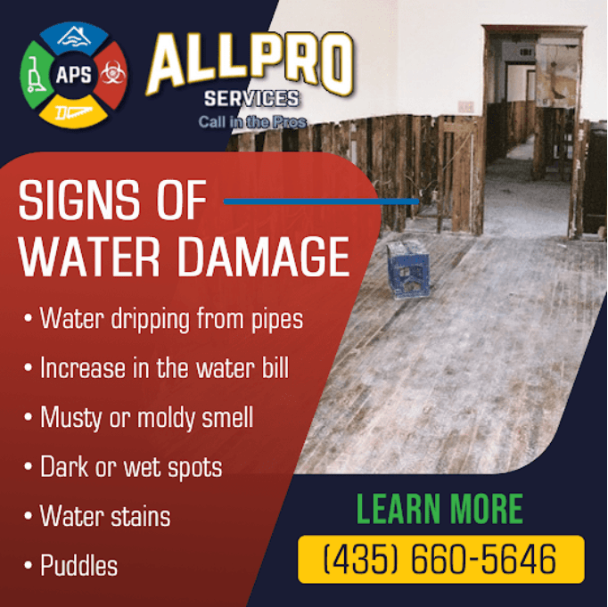 Signs of water damage from All Pro Services your Salt Lake City water damage experts