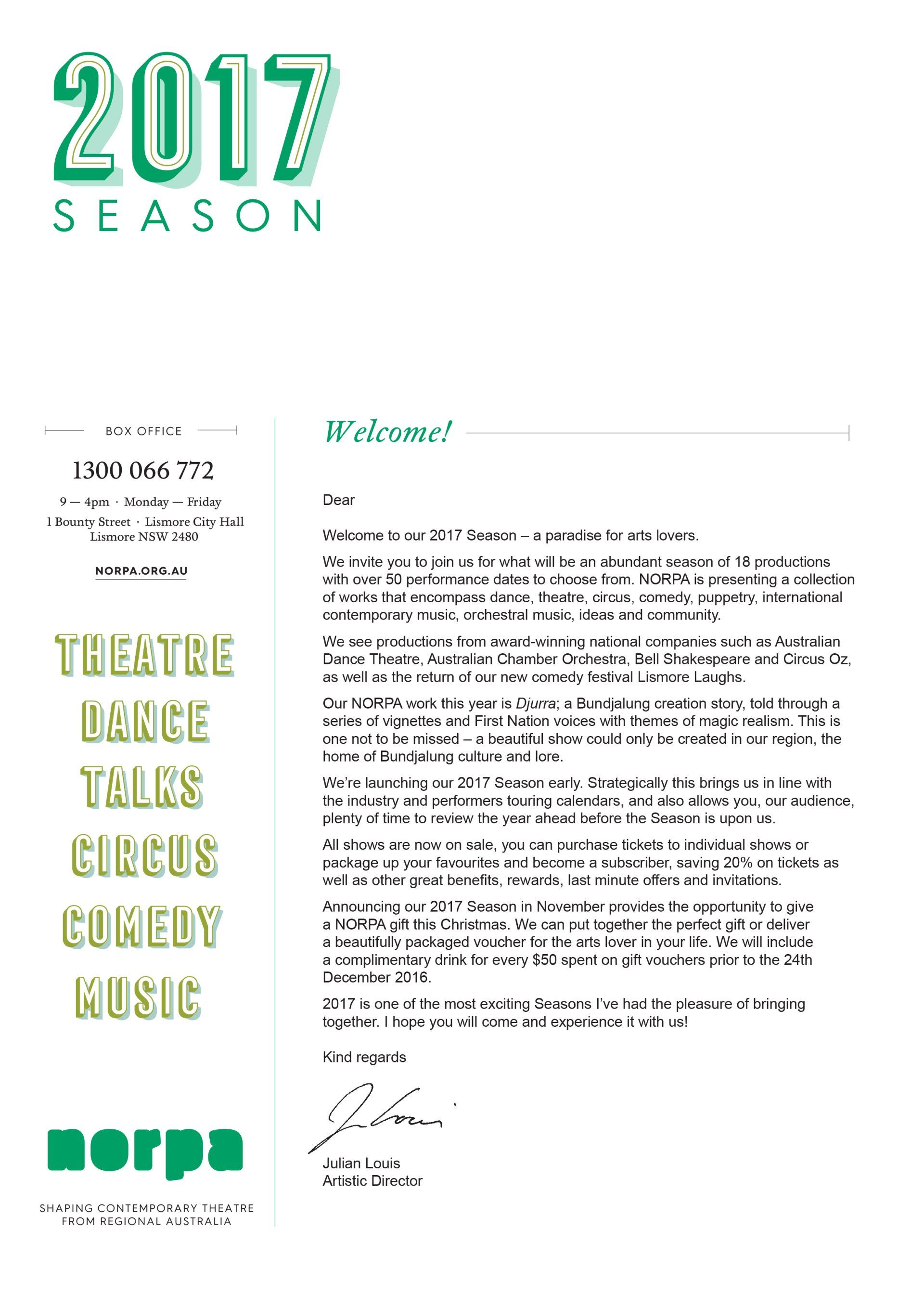 Theatre Group Letterhead — Printing Services in the Byron Bay Region, NSW