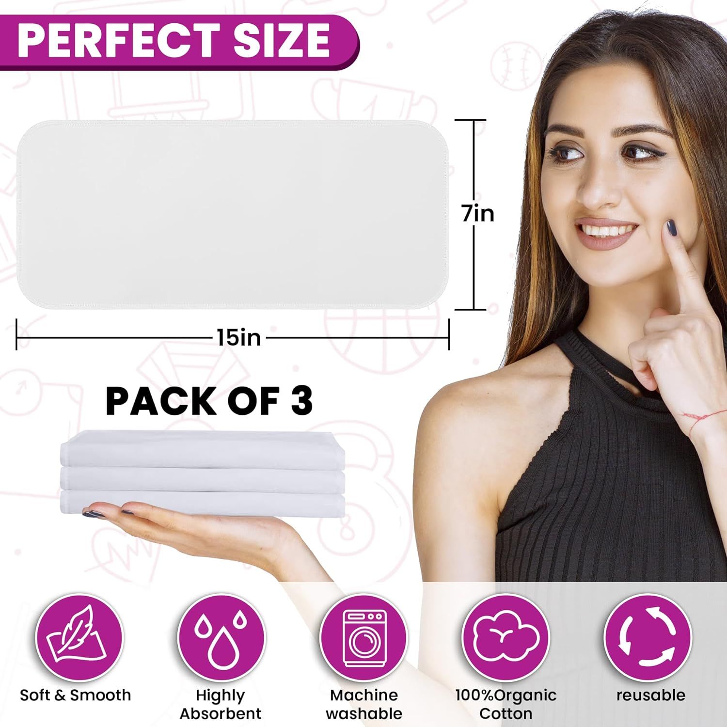 Organic Cotton Flannel for Castor Oil Packs - 3 Pack