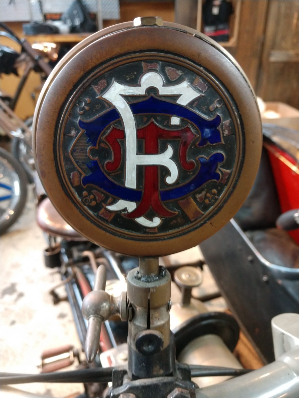 The letter f is on the front of a motorcycle