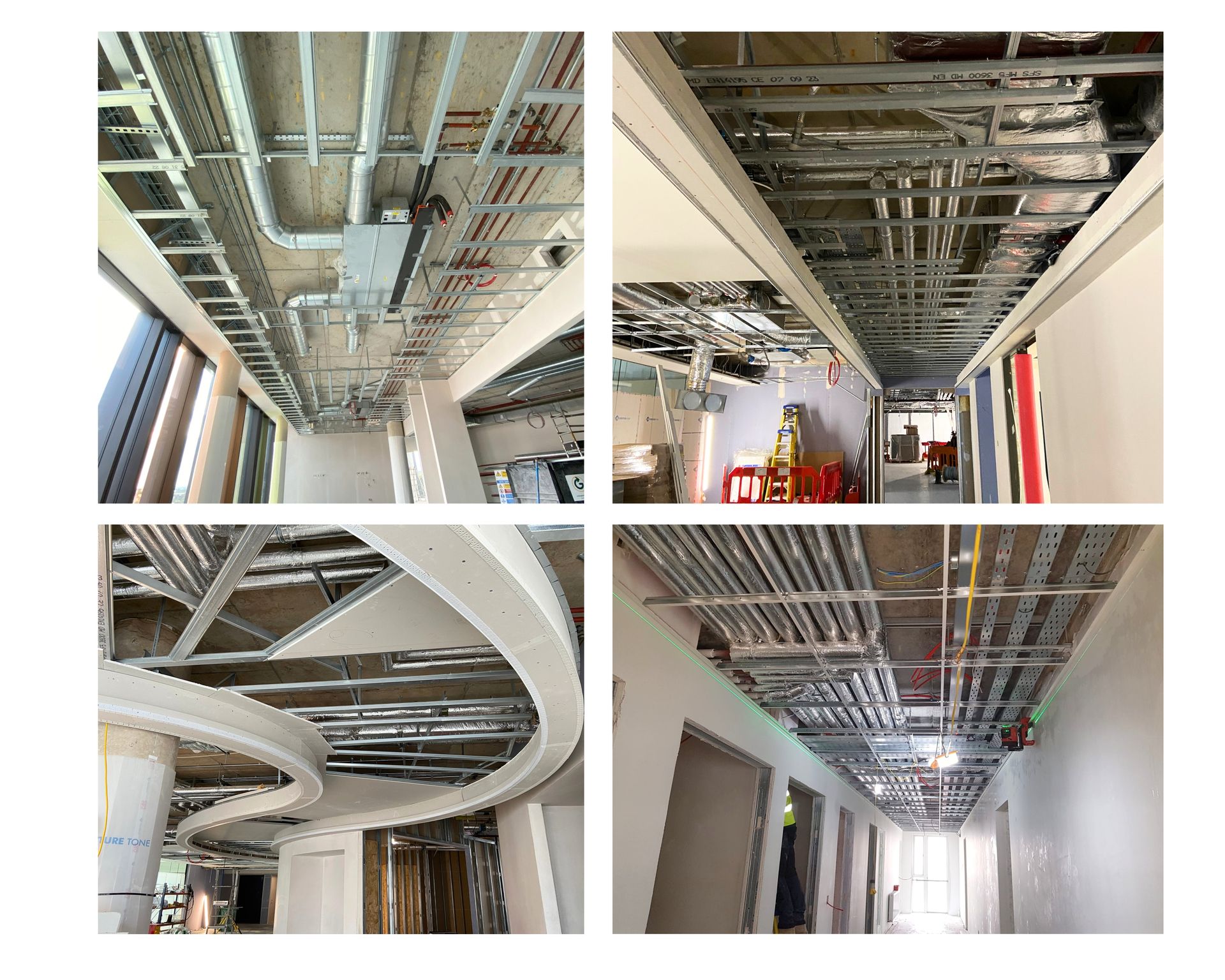 Steel framework for ceiling structure by IMS Build, designed for strength and stability