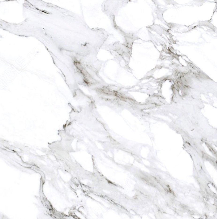 A close up of a white marble tile on a white background.