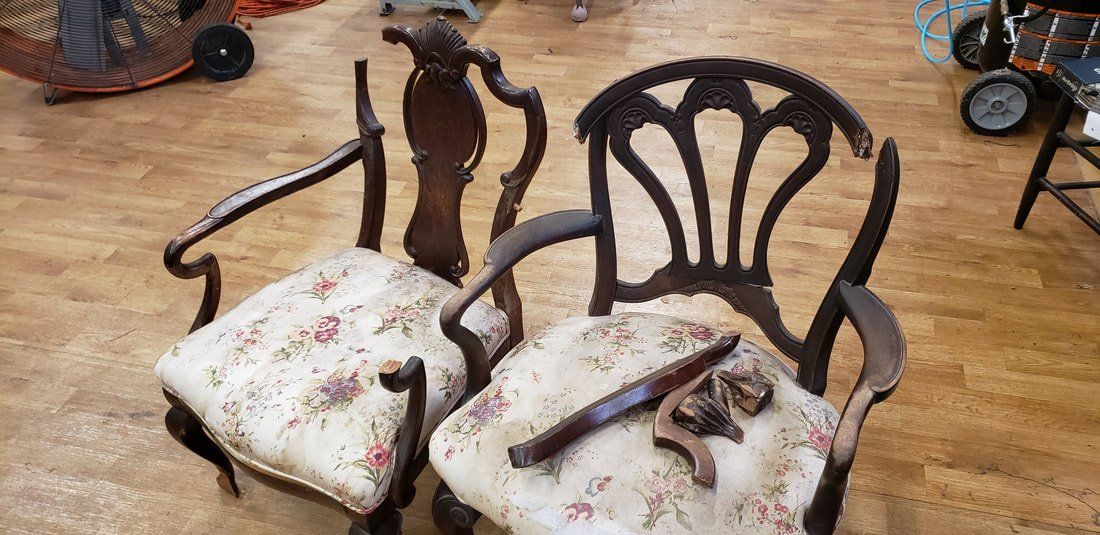 Vintage chair with broken arm rests
