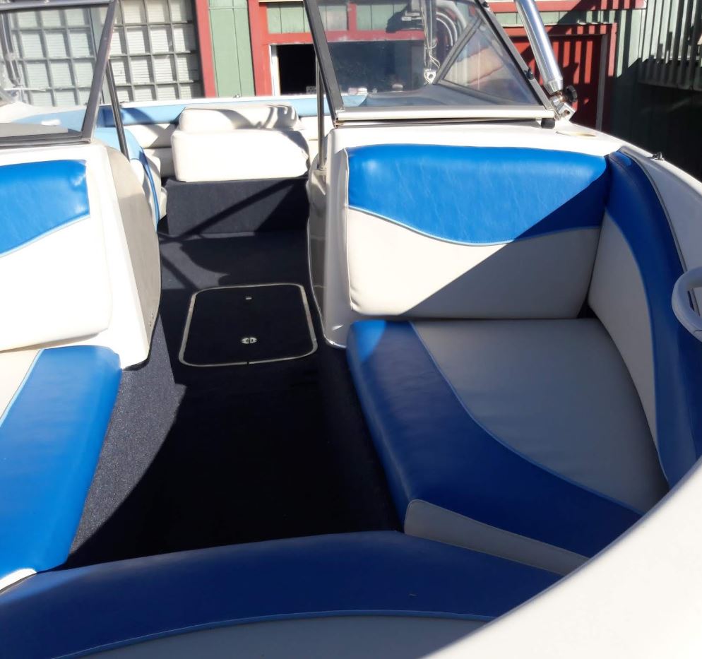 Newly repaired boat upholstery