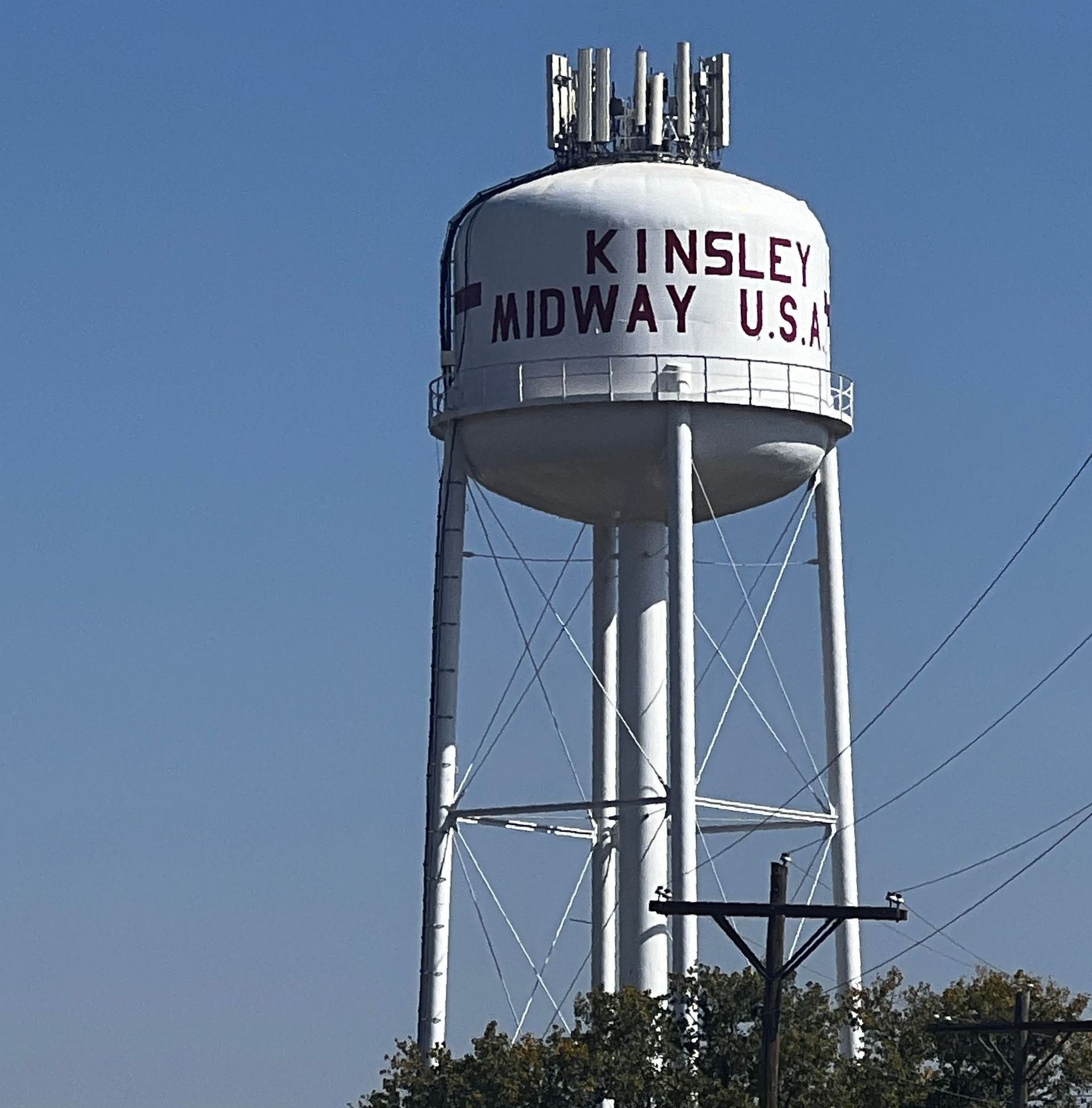 A white water tower in kinsley kansas midway usa