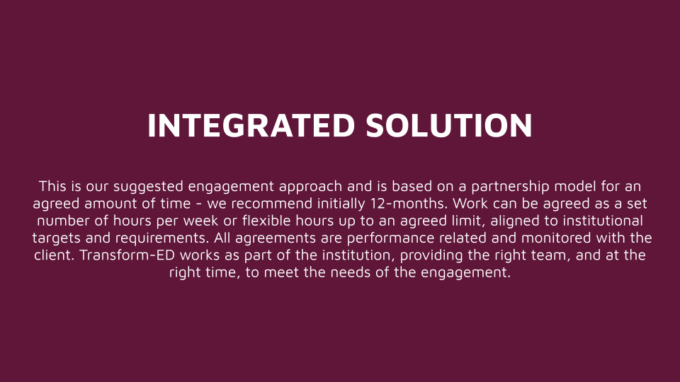 Integrated Solution - based on partnership recommending an initial 12 months