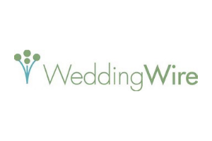 WeddingWire logo in green text with a stylized green and blue icon